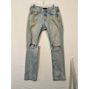 Bullhead Denim Co Mens Skinny Distressed Light Wash Jeans 29x30 Blue 3594